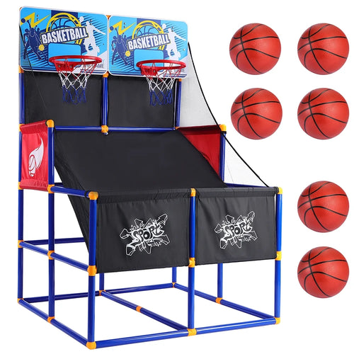 Basketball Hoop for Kids, Arcade Basketball Game Set 2 Player, Outdoor Indoor Basketball Hoop with 6 Balls with Pump, Basketball Goal for Children Toddlers, Sports Toys for 3-6 Year Old Boys Girls