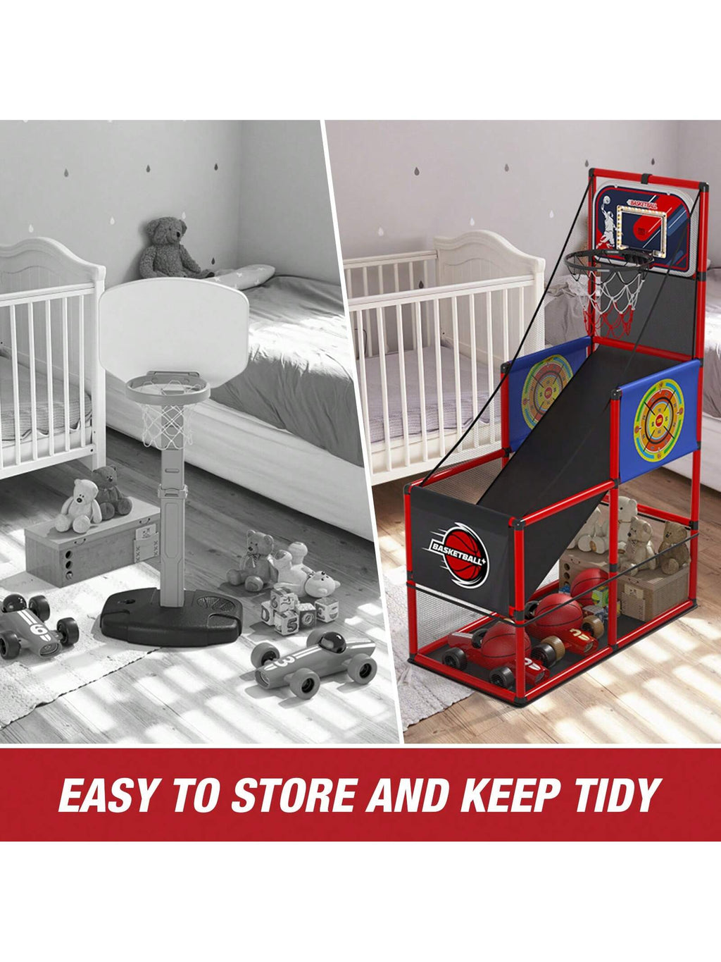 Basketball Arcade Game Indoor Outdoor, Kids Basketball Hoop with 4 Balls & Pump, Single Shot Basketball Game at Home, Carnival Games Sport Toys Gifts for Boys Girls Teens Ages 3-12 Years Old,Basketball Kids Basketball Toys>Kids Basketball Toys,Basketball,Games for Teens