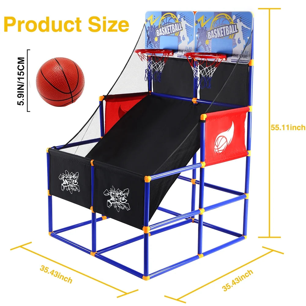 Basketball Hoop for Kids, Arcade Basketball Game Set 2 Player, Outdoor Indoor Basketball Hoop with 6 Balls with Pump, Basketball Goal for Children Toddlers, Sports Toys for 3-6 Year Old Boys Girls