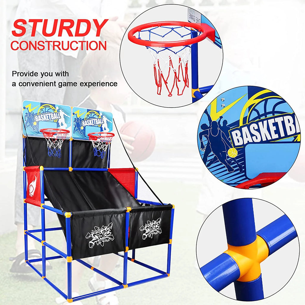 Basketball Hoop for Kids, Arcade Basketball Game Set 2 Player, Outdoor Indoor Basketball Hoop with 6 Balls with Pump, Basketball Goal for Children Toddlers, Sports Toys for 3-6 Year Old Boys Girls