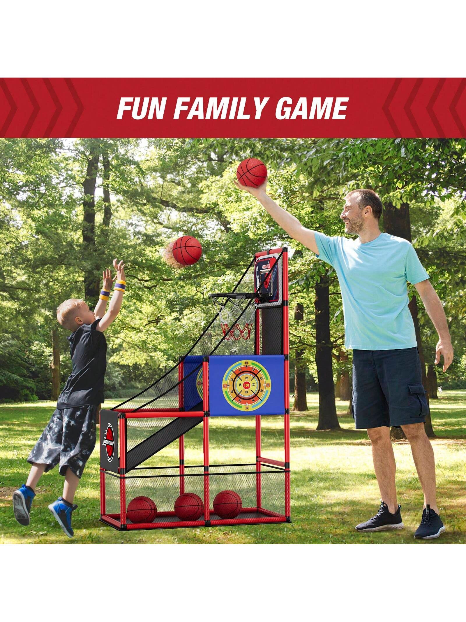 Basketball Arcade Game Indoor Outdoor, Kids Basketball Hoop with 4 Balls & Pump, Single Shot Basketball Game at Home, Carnival Games Sport Toys Gifts for Boys Girls Teens Ages 3-12 Years Old,Basketball Kids Basketball Toys>Kids Basketball Toys,Basketball,Games for Teens