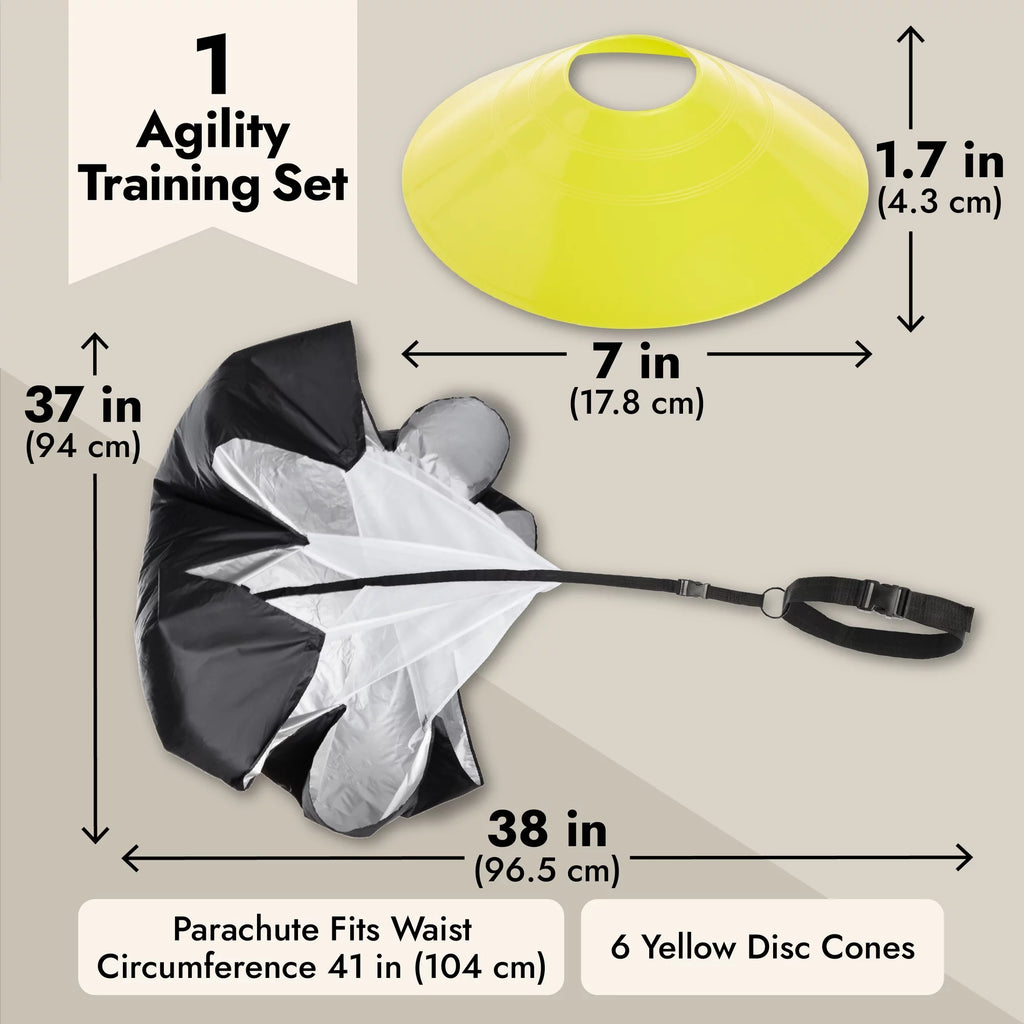 Agility Ladder Speed Training Equipment – Resistance Parachute and Workout Cones for Football and Soccer, Sports Footwork Gear