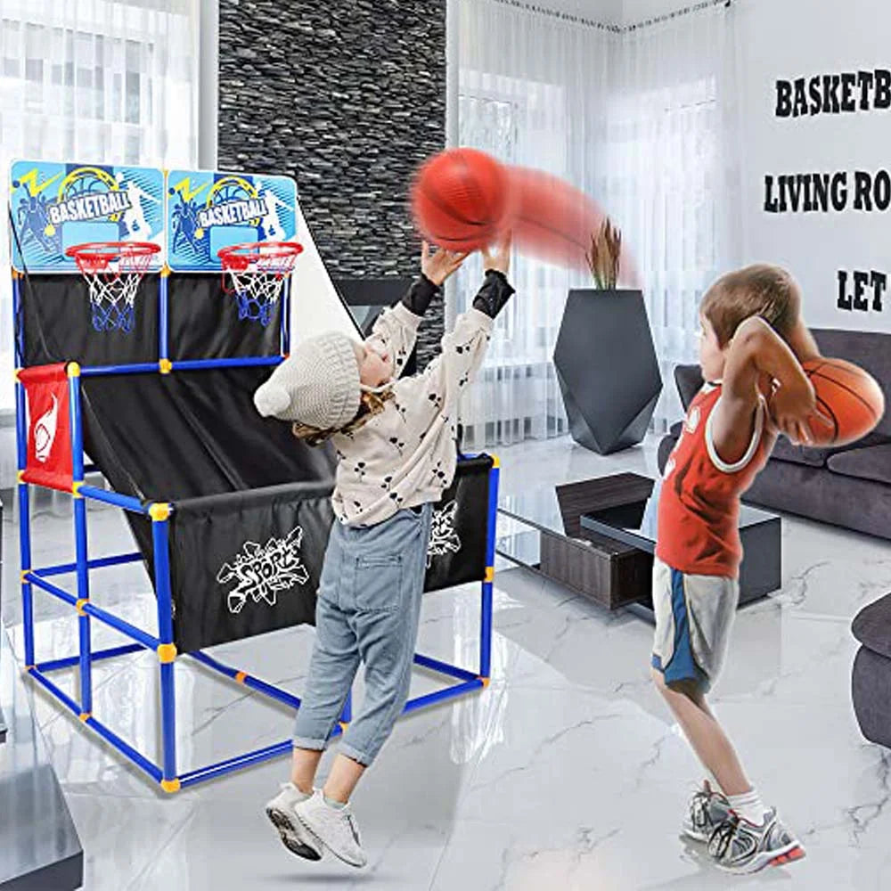 Basketball Hoop for Kids, Arcade Basketball Game Set 2 Player, Outdoor Indoor Basketball Hoop with 6 Balls with Pump, Basketball Goal for Children Toddlers, Sports Toys for 3-6 Year Old Boys Girls